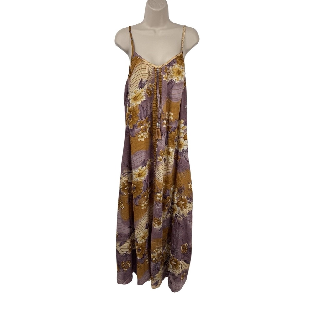 Darn Good Boho Hippie Fairy Dress Womens R 2-12 Purple Yellow Silk Pockets NEW